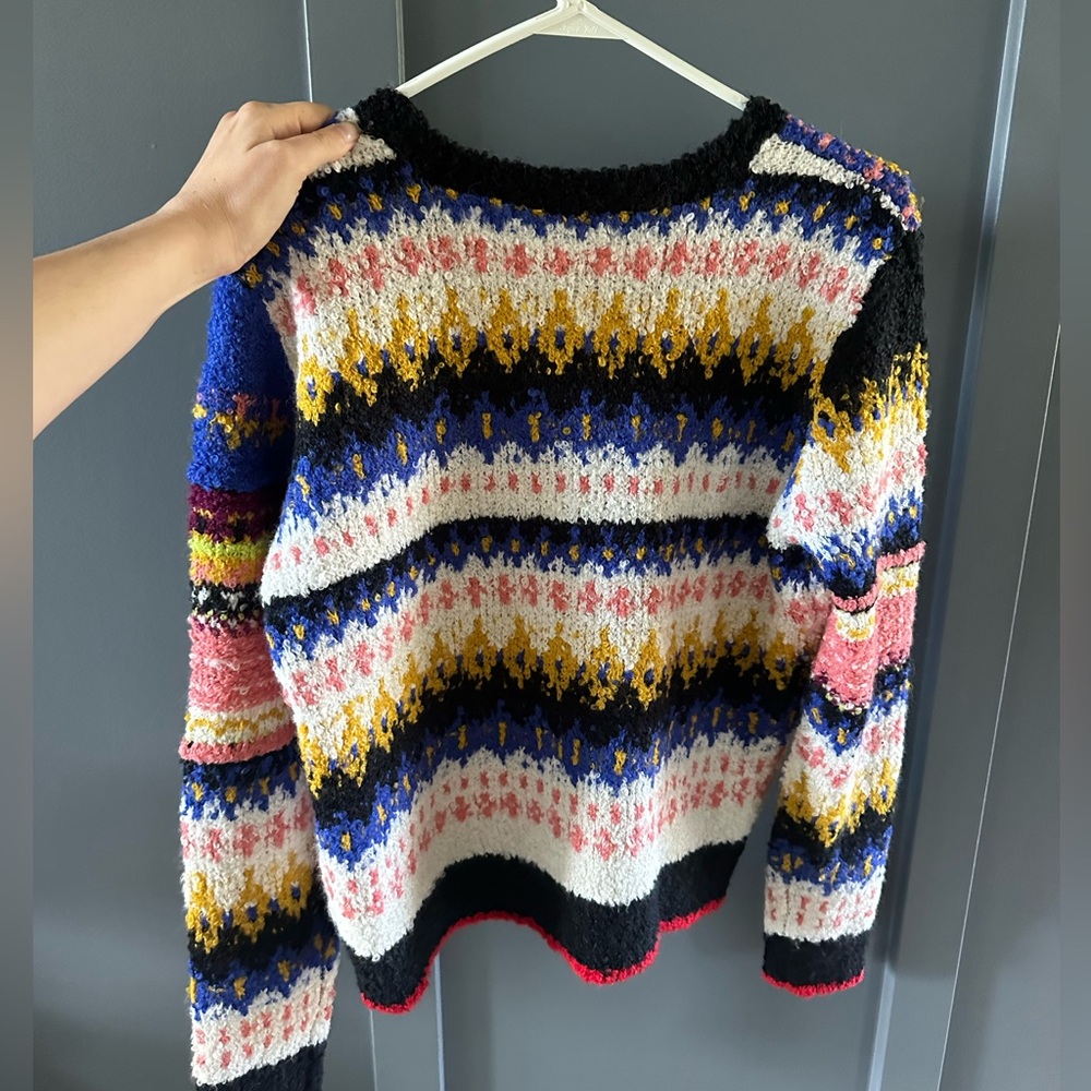 Free People Best Day Ever Colorblock Knit Sweater Multi Color Sz M